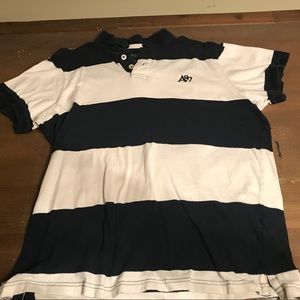 Aeropostale bold Navy and White striped polo